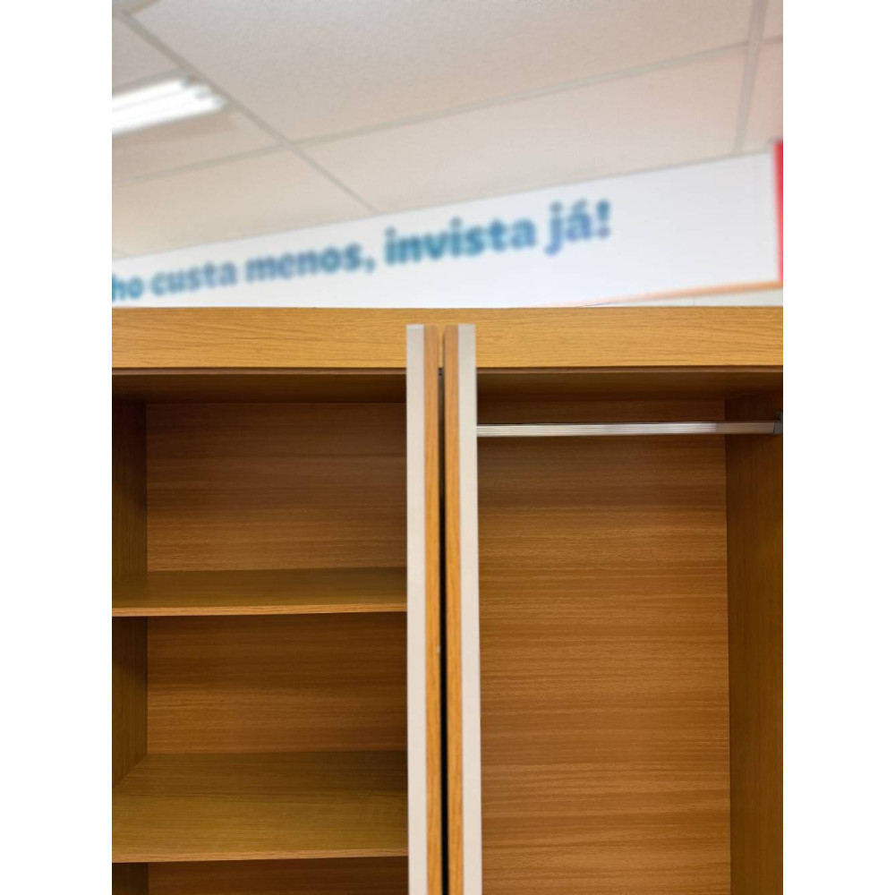 Guarda Roupa Solteiro Genebra c/ 4 Portas 2 Gavetas - Naturale/Off White