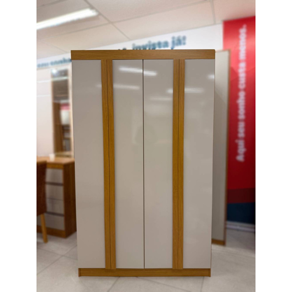 Guarda Roupa Solteiro Genebra c/ 4 Portas 2 Gavetas - Naturale/Off White