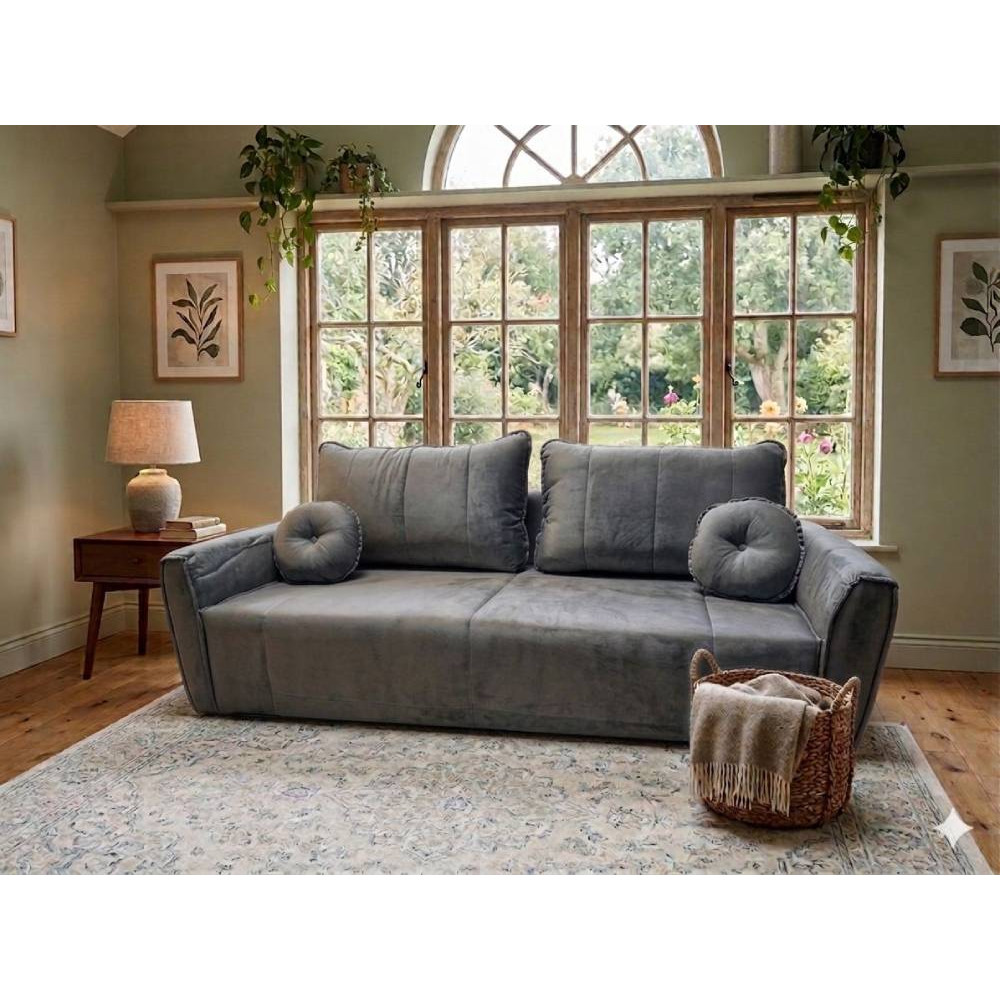 Sofá Living Italia 3 lugares Veludo - Cinza 612