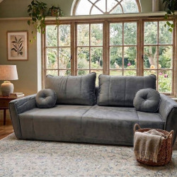 Sofá Living Italia 3 lugares Veludo - Cinza 612