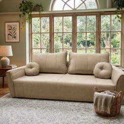 Sofá Living Italia 3 lugares Linho - Bege 601