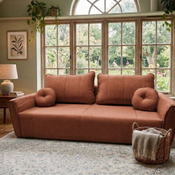 Sofá Living Italia 3 lugares Linho - Terracota 604