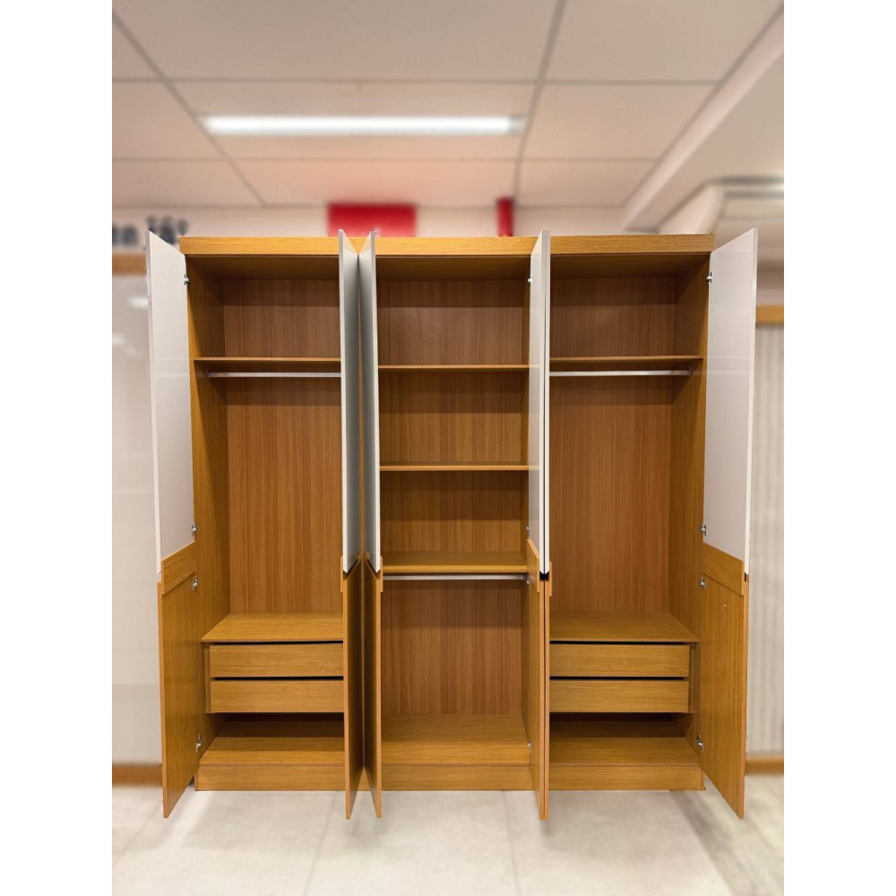 Guarda Roupa Casal San Andres c/ 6 Portas 4 Gavetas - Naturale/Off White