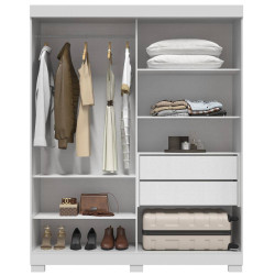 Guarda Roupa Solteiro Helena c/ Espelho 2 Portas c/ 2 Gavetas - Branco