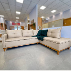 Sofá de Canto Malibu c/ Chaise Linho - Bege