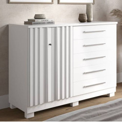 Cômoda Bella 5 Gavetas com 2 Porta - Branco