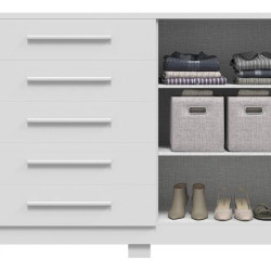 Cômoda Bella 5 Gavetas com 2 Porta - Branco