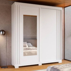 Guarda Roupa Solteiro Athena Acp c/ Espelho 2 Portas c/ 3 Gavetas - Branco