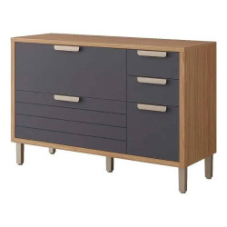 Balcão Eloise Basculante 120cm c/ 1 Portas e 4 Gavetas - Freijó/ Titanium