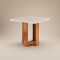 Mesa de Jantar Anjo Tampo c/ Vidro 90x90 - Freijo/Off White
