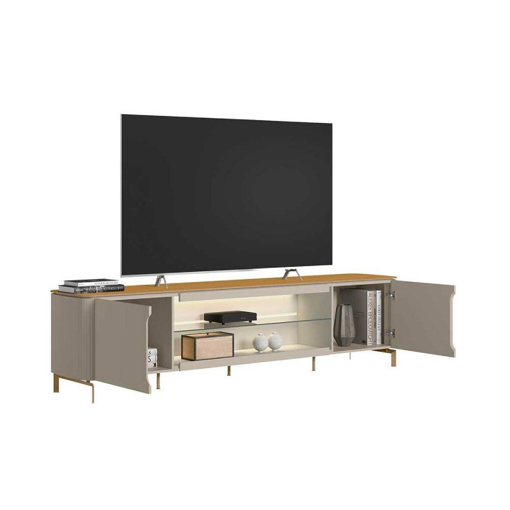 Rack Bancada Santorini para Tvs até 75" - Tauari/Off White Fosco