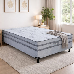 Cama Box Casal Prestige c/ Molas Ensacadas 138 x188x47cm - Cinza