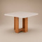 Mesa de Jantar Tokio Tampo c/ Vidro 120x80 -  Freijo/Off White