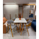 Mesa de Jantar Pedro 120x80 c/ 4 Cadeiras Costa Rica Linho Cinza - Mel / Off White