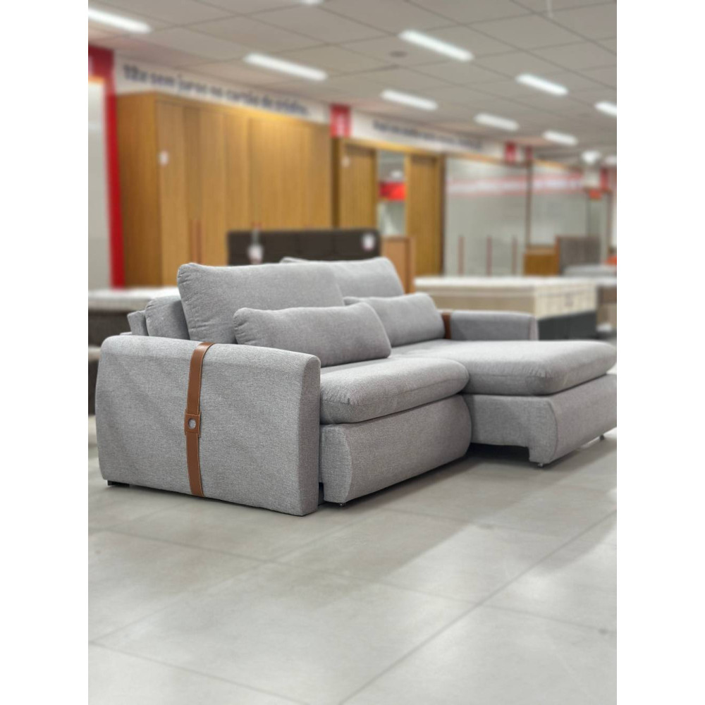 Sofá Cama Retrátil Amaranto 2,30 - Linho Cinza
