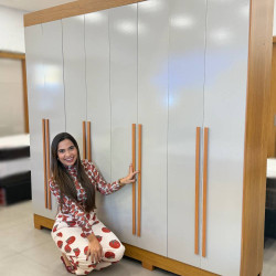 Guarda Roupa Casal Stella c/ 8 Portas 4 Gavetas - Cinamomo/Off White