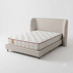 Cabeceira Painel Casal Zoe c/ Base Box Casal Zoe 138x188x33 - Linho Milano + Colchão Oslo Casal com Molas Ensacadas 35x188x138cm