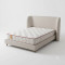 Cabeceira Painel Casal Zoe c/ Base Box Casal Zoe 138x188x33 - Linho Milano + Colchão Oslo Casal com Molas Ensacadas 35x188x138cm