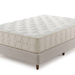 Base Box Casal Zoe 138x188x33 - Linho Milano + Colchão Oslo Casal com Molas Ensacadas 35x188x138cm