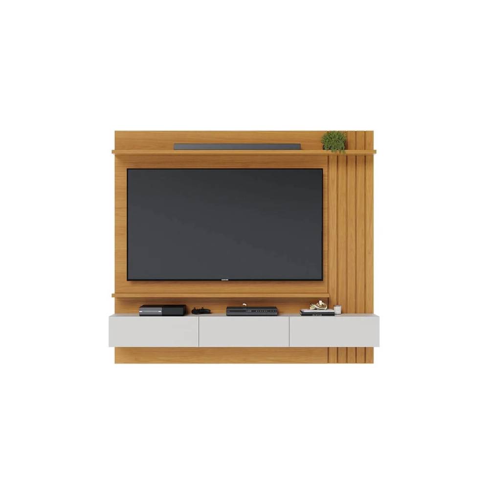 Home Suspenso Juriti 1.8 Ripado para TV até 65" - Naturale/ Off White
