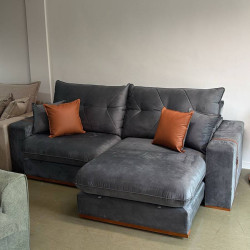 Sofá Pacco Rabanne Retrátil e Reclinável 2,50m - Veludo Cinza