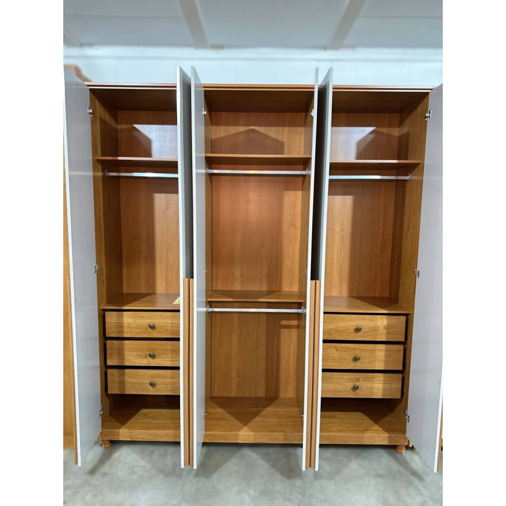 Guarda Roupa Casal Master c/ 6 Portas 6 Gavetas - Cinamomo/Off White