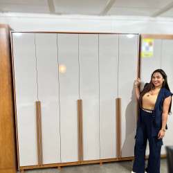 Guarda Roupa Casal Master c/ 6 Portas 6 Gavetas - Cinamomo/Off White
