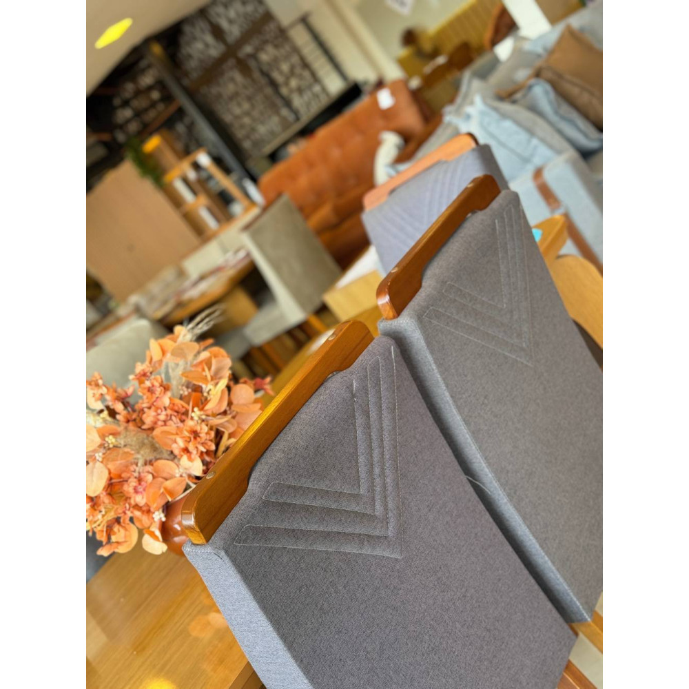 Mesa de Jantar Londrina 1.80cm Tampo Laminado com 6 cadeiras Amsterdã - Linho Cinza