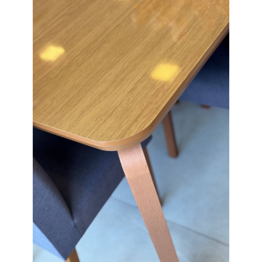 Mesa de Jantar Londrina 1.80cm Tampo Laminado com 6 cadeiras Amsterdã - Linho Cinza