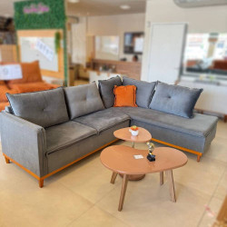 Sofá de Canto Malibu c/ Chaise Veludo - Grafite