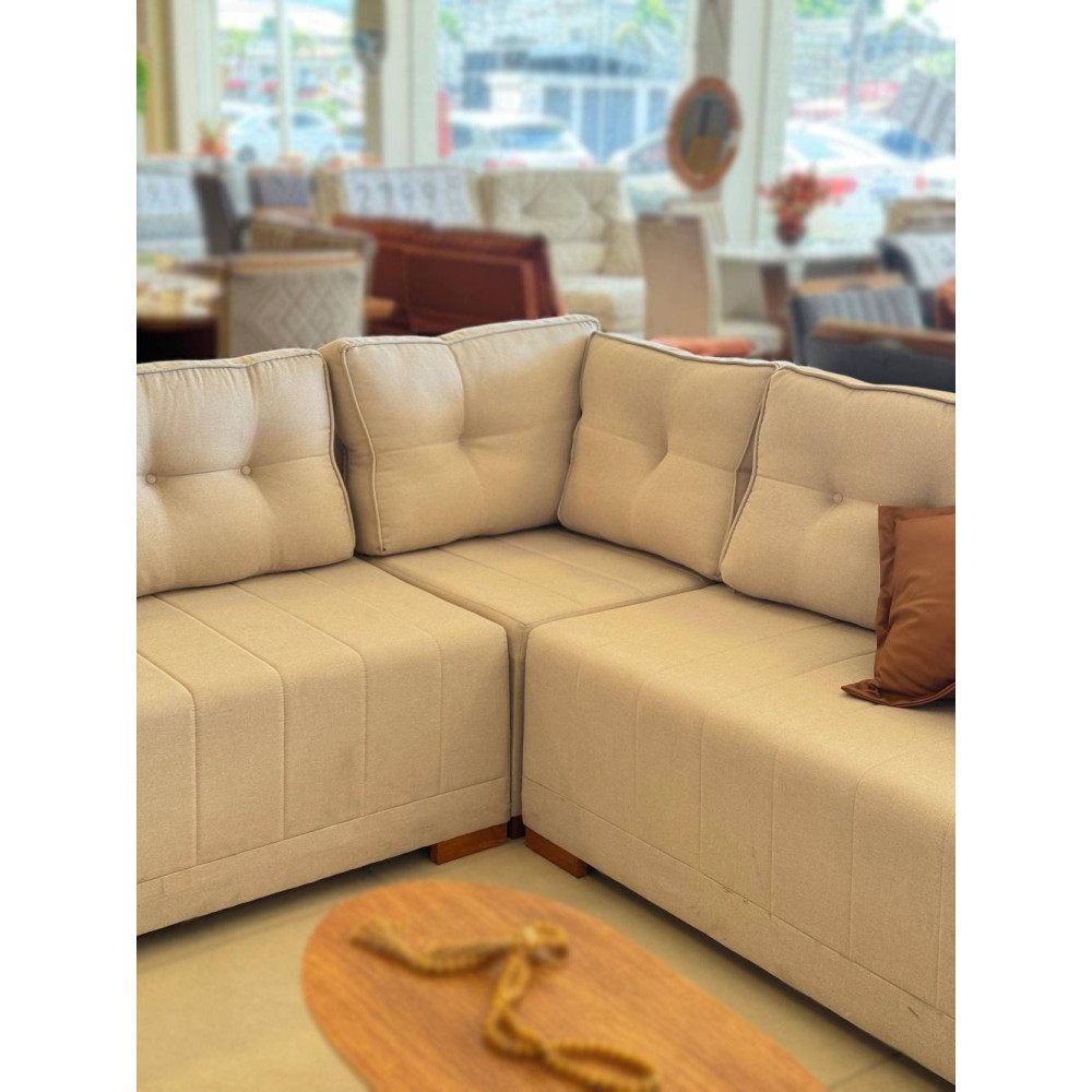 Sofá de Canto Tifany - Linho Bege