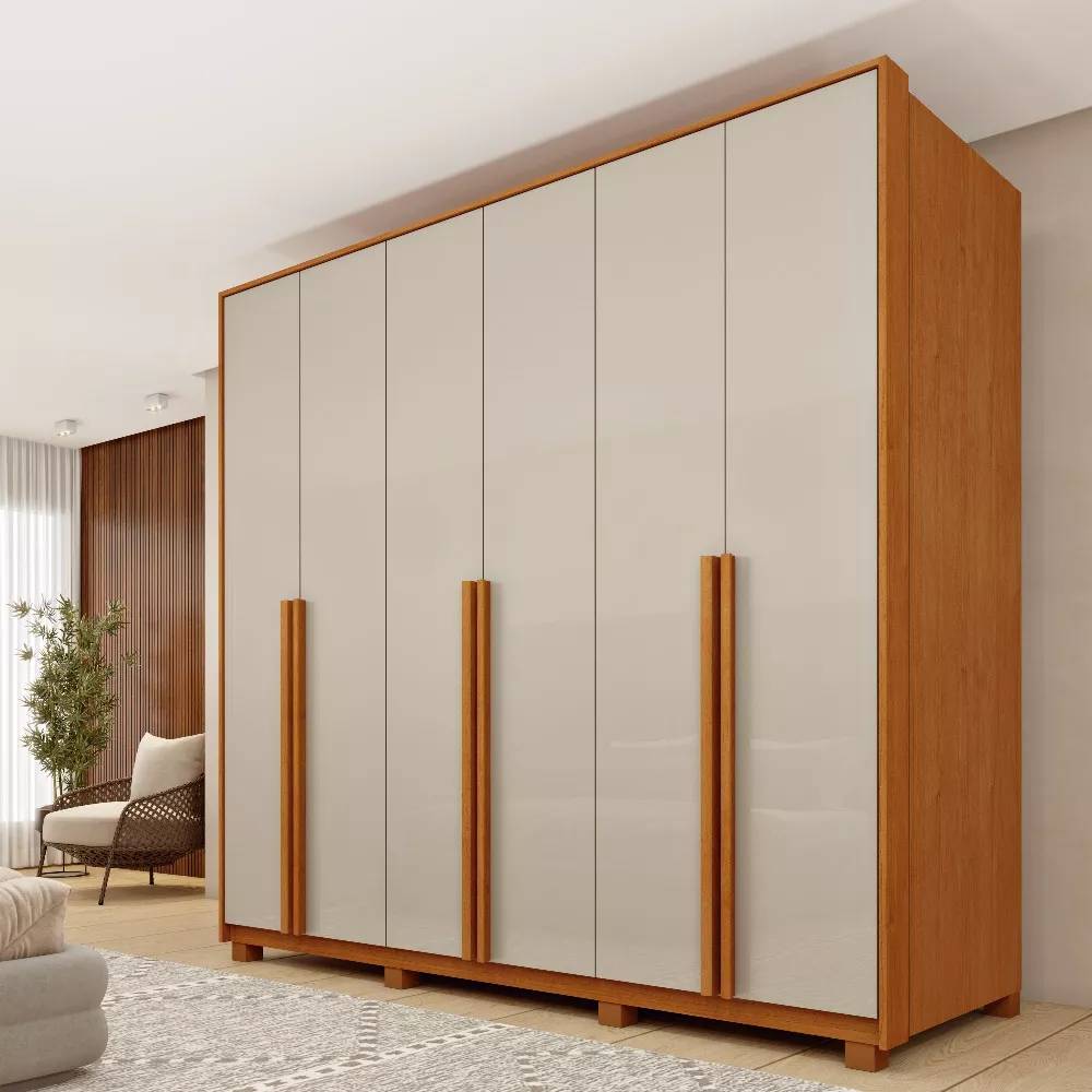 Guarda Roupa Casal Master c/ 6 Portas 6 Gavetas - Cinamomo/Off White