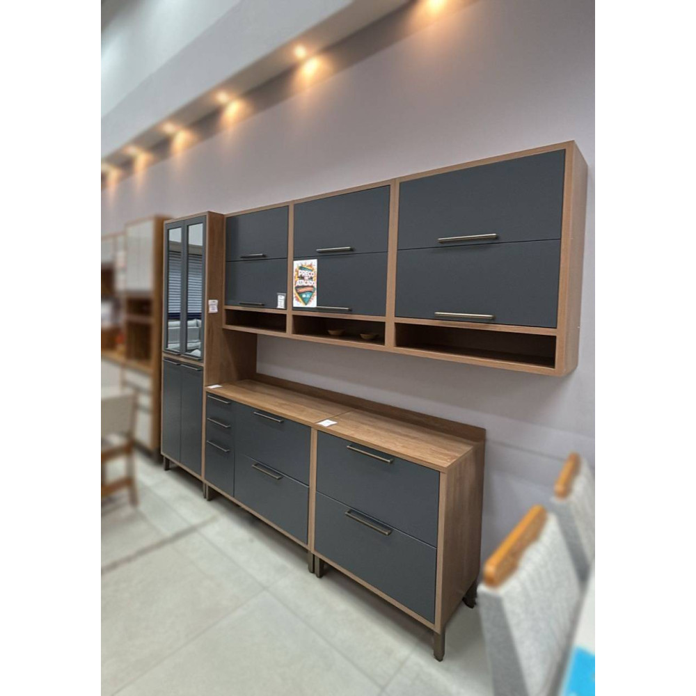 Armário Cozinha Syrah C/ 6 Peças - Ronipa – Castanho c/ Chumbo