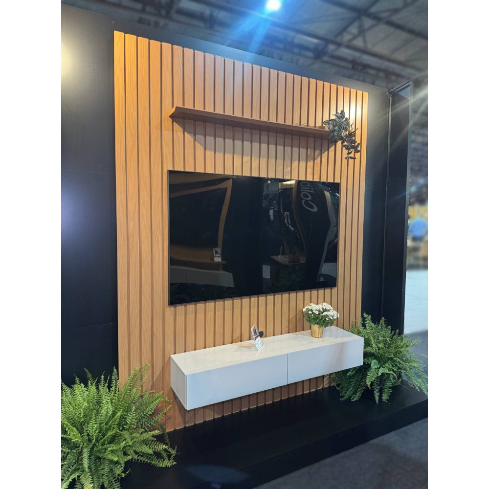 Conjunto Painel Ripado 1956 e Nicho Niágara 1361 - Freijó / Off White Matte