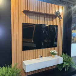 Conjunto Painel Ripado 1956 e Nicho Niágara 1361 - Freijó / Off White Matte