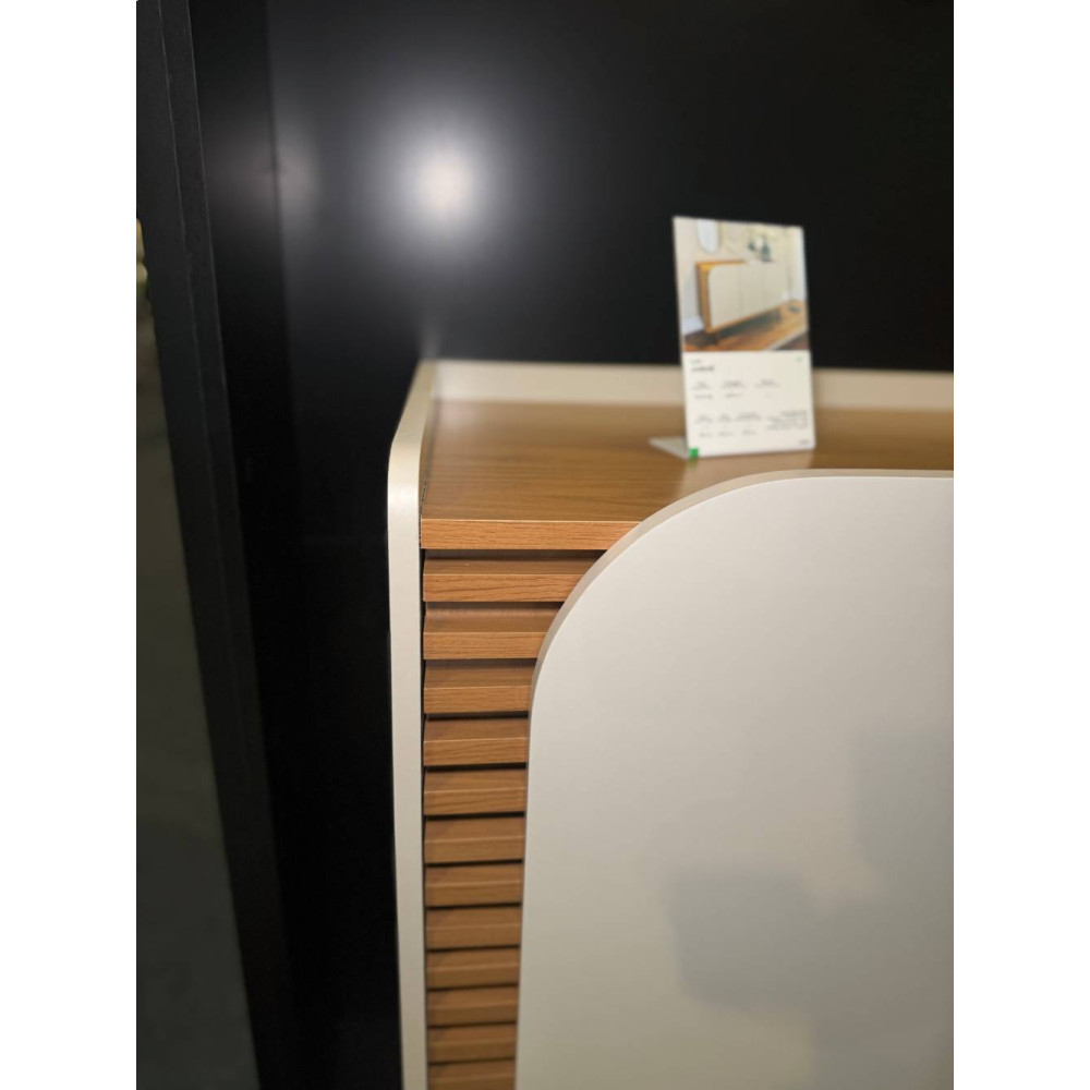 Cristaleira 2 Portas de Vidro Jurerê + Aparador Buffet Jurere c/ 3 Portas - Off White Matte/Freijó