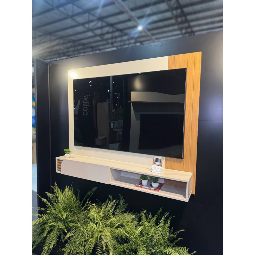 Home Suspenso Jurere 1.60 para Tvs até 65" 1 Porta - Off White Matte / Freijó