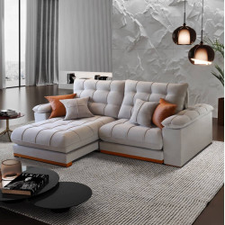 Sofá do Patrão Turbo Retrátil e Reclinável 2,50m – Molas Ensacadas - Bege