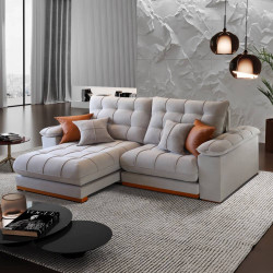 Sofá do Patrão Turbo Retrátil e Reclinável 2,50m – Molas Ensacadas - Bege