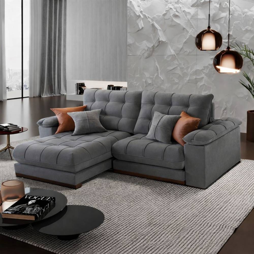 Sofá do Patrão Turbo Retrátil e Reclinável 2,50m – Molas Ensacadas - Cinza