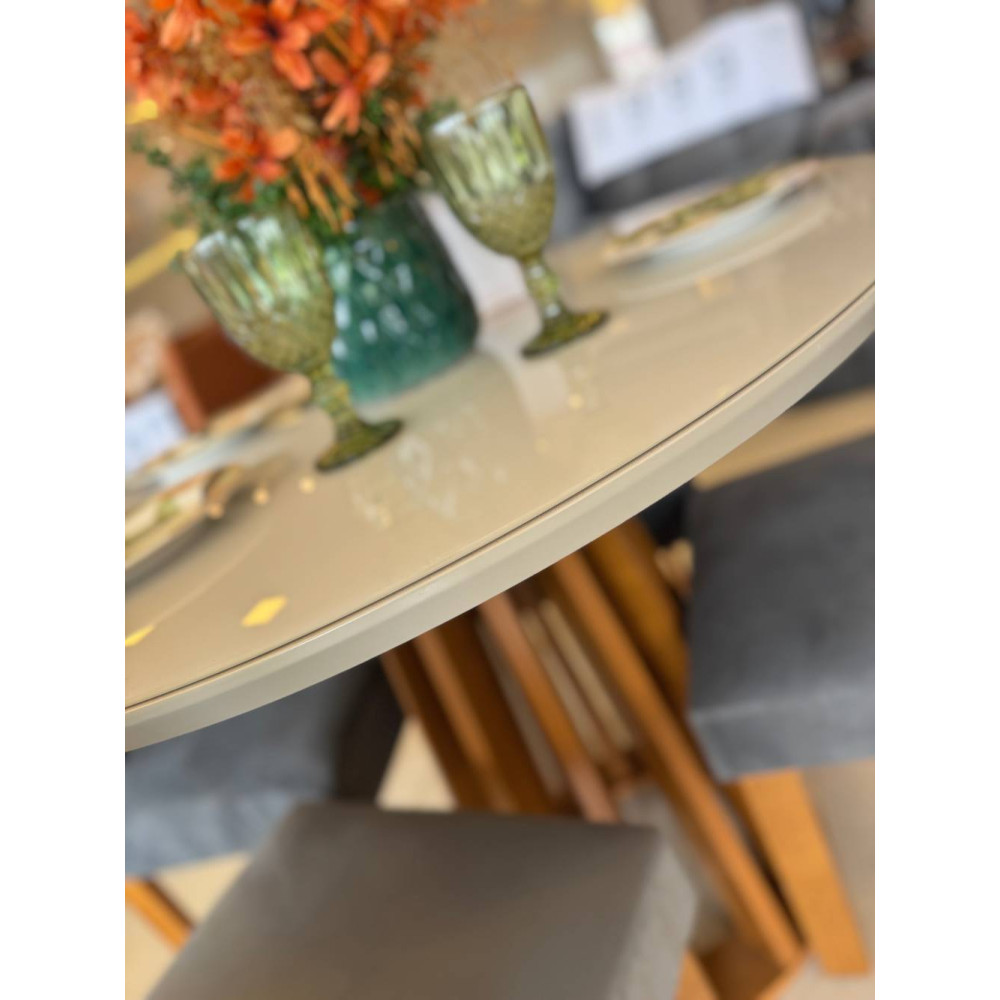 Mesa Berlim 100x100 Cinamomo Com 4 Cadeiras Dubai - Cinza