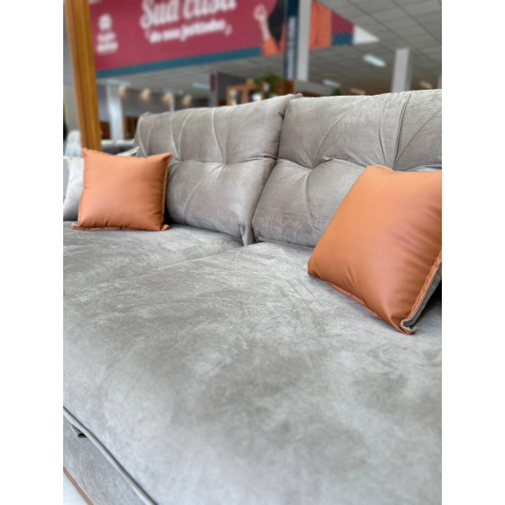 Sofá Pacco Rabanne Retrátil e Reclinável 2,50m - Veludo Marrom