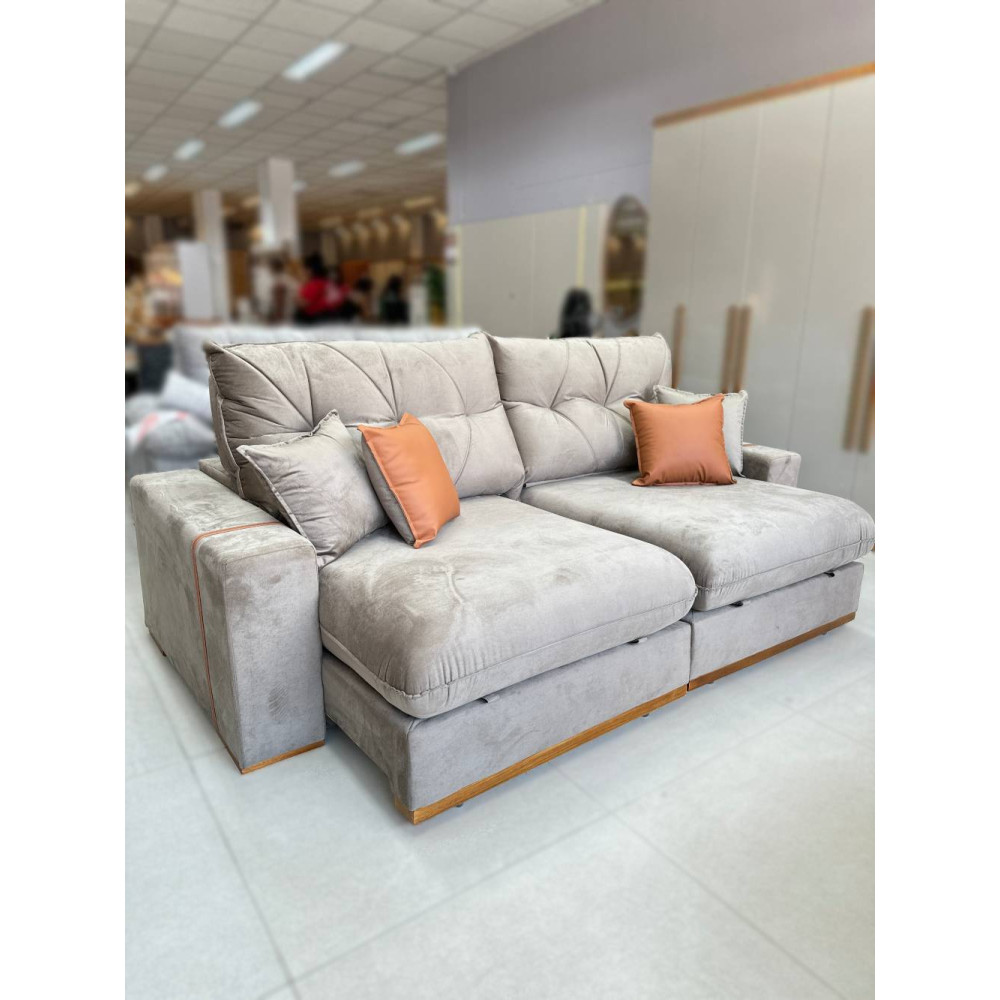 Sofá Pacco Rabanne Retrátil e Reclinável 2,50m - Veludo Marrom