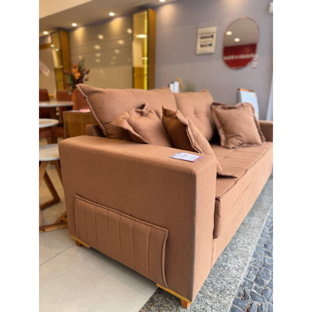 Sofá Living Jadore Confort 3 lugares Linho - Terracota 5049