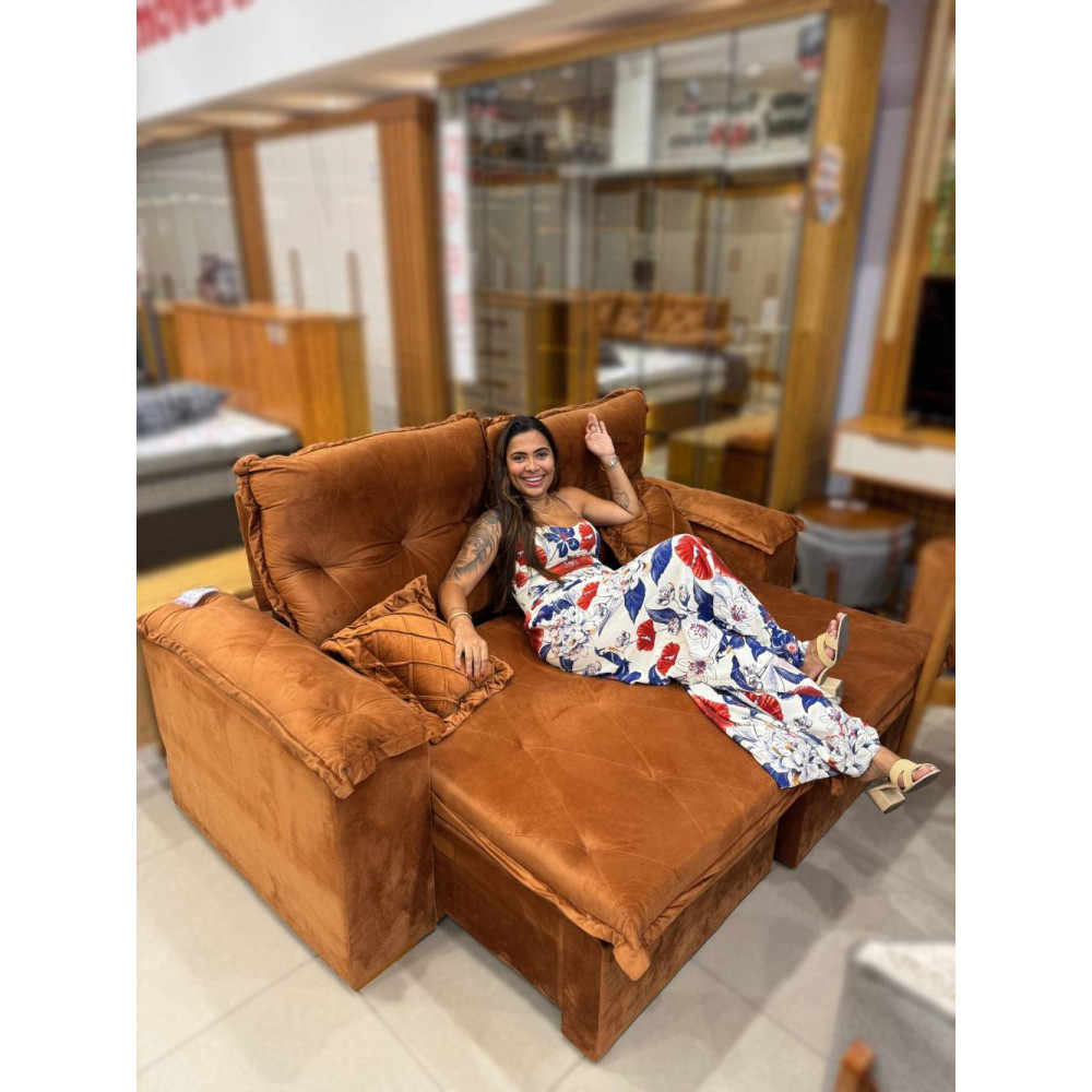 Sofá Retrátil e Reclinável Florida Confort 2m - Terracota