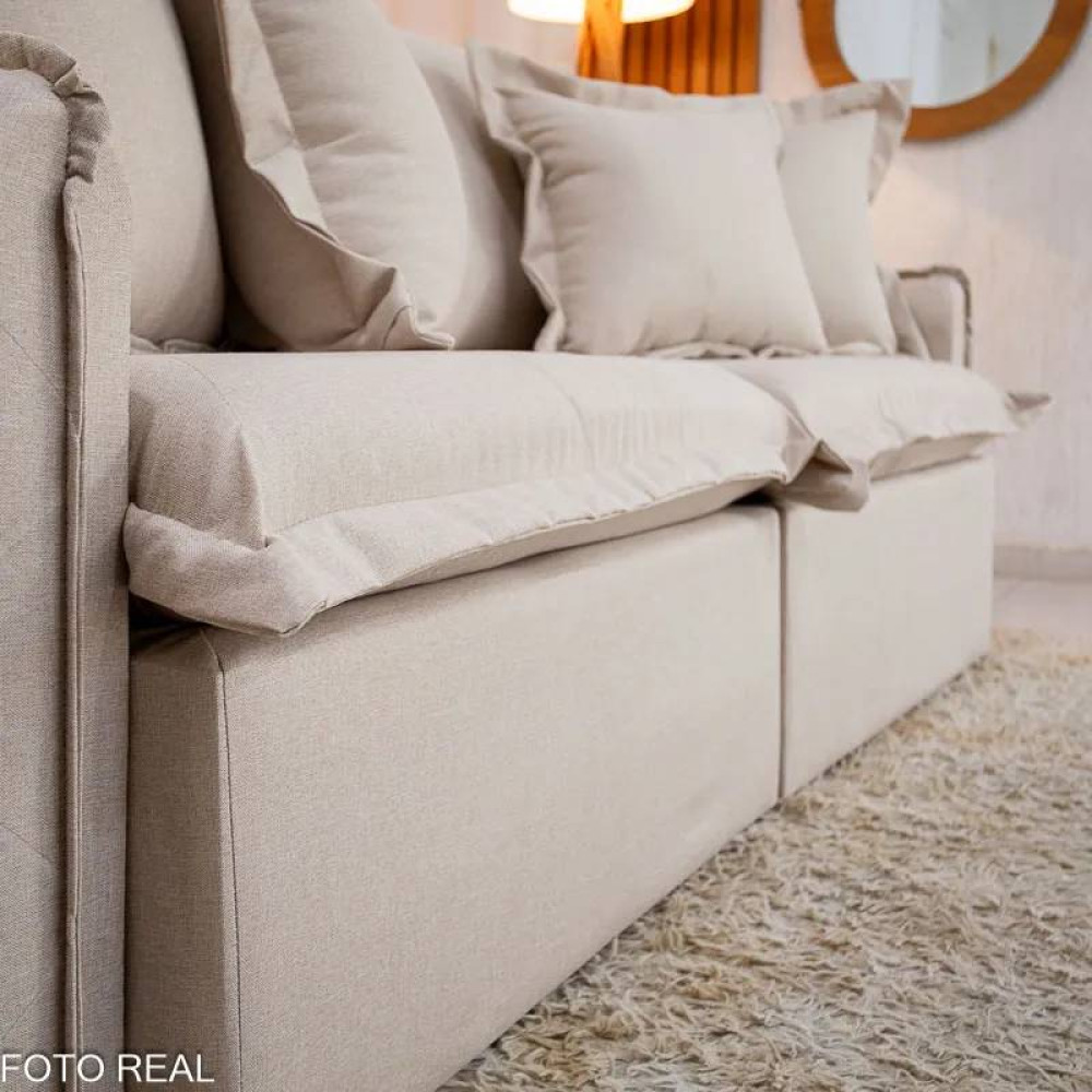 Sofá Cama Lima Retrátil e Reclinável 1,80 m - Linho Bege