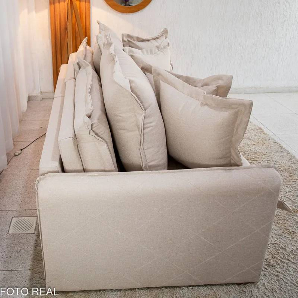 Sofá Cama Lima Retrátil e Reclinável 1,80 m - Linho Bege