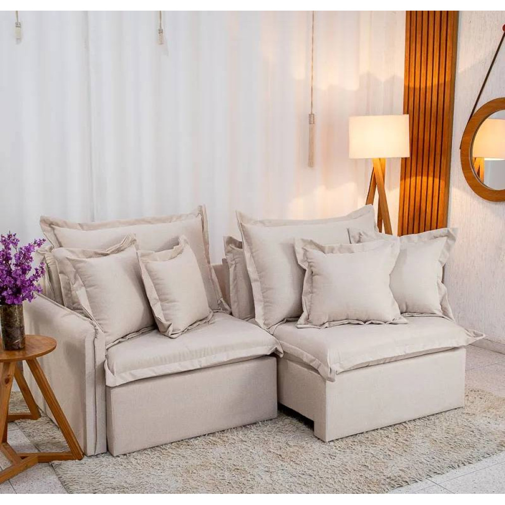 Sofá Cama Lima Retrátil e Reclinável 1,80 m - Linho Bege