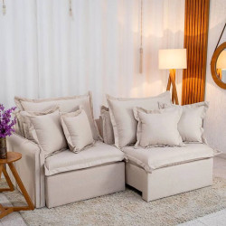 Sofá Cama Lima Retrátil e Reclinável 2m - Linho Bege