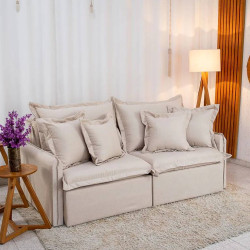 Sofá Cama Lima Retrátil e Reclinável 2m - Linho Bege